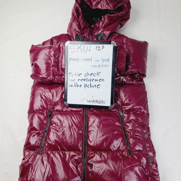 Michael Kors Women's Dark Ruby Red Hooded Padded Thermal Puffer Jacket Sz S - Picture 7 of 7